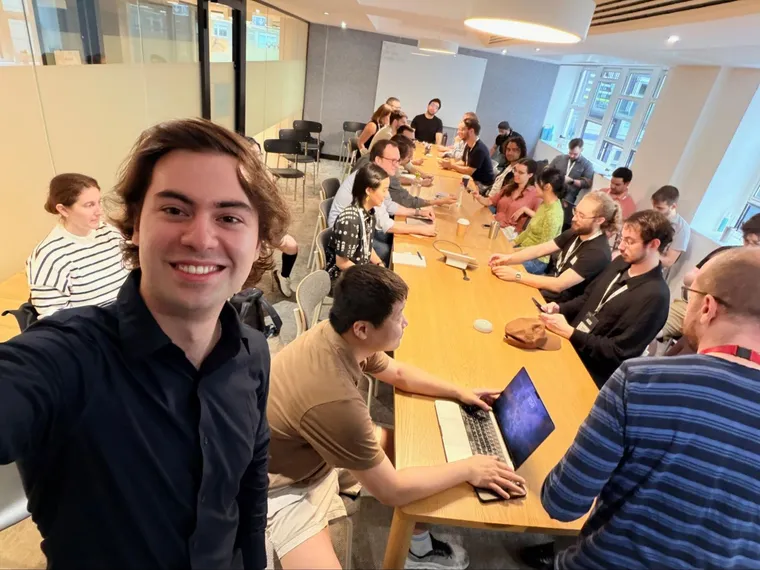 An M3 working session around a long table